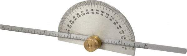 Value Collection - 0 to 6 Inch Rule Measurement Range, 0 to 180° Angle Measurement Range, Half Round Head Stainless Steel (Rule); Steel (Head) Protractor and Depth Gage - Accurate up to 0.5°, 1° Angle Graduation - Eagle Tool & Supply