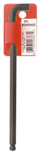 Bondhus - 10mm Hex, Short Arm, Ball End Hex Key - 7-49/64" OAL, Protanium High Torque Steel, Metric System of Measurement - Eagle Tool & Supply