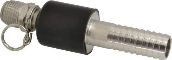 SuperKlean - NPT x 3/4" Hose Barb, Ball Type Swivel Hose Adapter - Stainless Steel - Eagle Tool & Supply