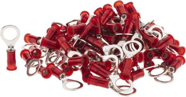 3M - 22-18 AWG Partially Insulated Crimp Connection Circular Ring Terminal - 5/16" Stud, Copper Contact - Eagle Tool & Supply