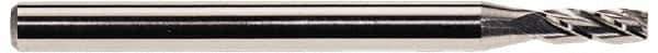 Accupro - 0.02", 0.06" LOC, 1/8" Shank Diam, 1-1/2" OAL, 2 Flute, Solid Carbide Square End Mill - Single End, Uncoated, Spiral Flute, 30° Helix, Centercutting, Series Miniature - Eagle Tool & Supply