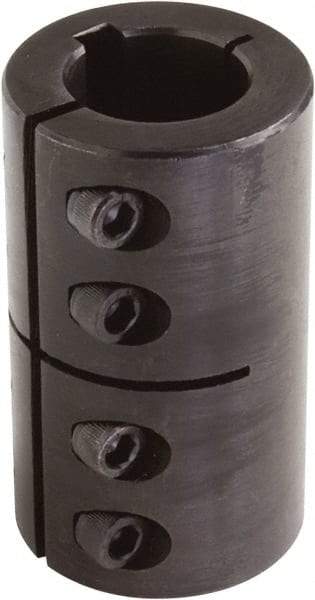 Climax Metal Products - 1-1/4" Inside x 2-1/16" Outside Diam, One Piece Split Clamping Collar with Keyway - 3-1/4" Long x 1/4" Keyway Width x 1/8" Keyway Depth - Eagle Tool & Supply