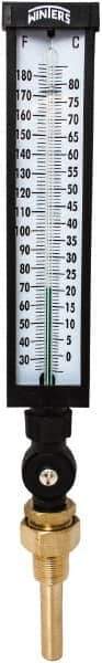 Winters - 30 to 180°F, Industrial Thermometer with Standard Thermowell - 3 Inch Immersion Length, 3-1/2 Inch Stem Length, 17 Inch Long, 3/4 Inch Thread - Eagle Tool & Supply