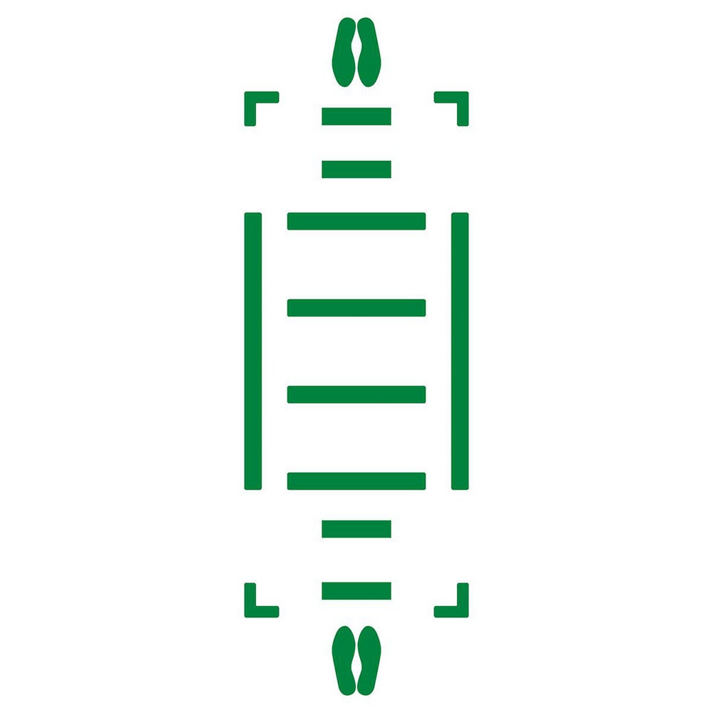 Adhesive Backed Floor Signs; Message Type: Traffic Control; Message/Graphic: Graphic Only; Message or Graphic: Graphic Only; Legend: Footprint  Graphic; Material: Vinyl; Legend Color: Green; Color: Green; Shape: Rectangle
