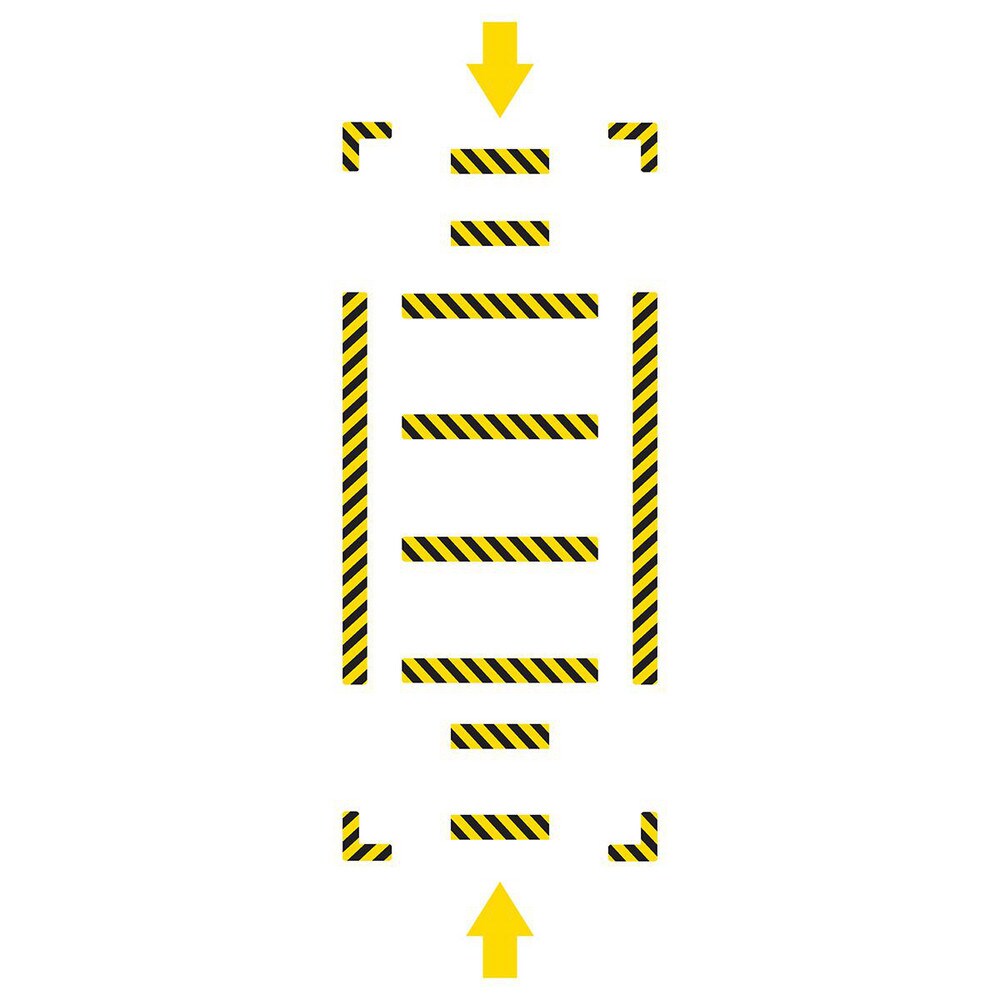 Adhesive Backed Floor Signs; Message Type: Traffic Control; Message/Graphic: Graphic Only; Message or Graphic: Graphic Only; Legend: Arrow Graphic; Material: Vinyl; Legend Color: Yellow; Color: Yellow, Black; Shape: Rectangle