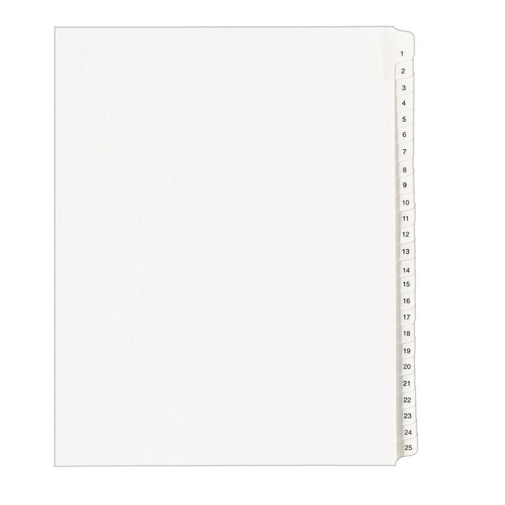11 x 8 1/2" 1 to 25" Label, 25 Tabs, Unpunched, Preprinted Divider