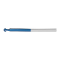 Ball End Mill: 10.00 mm Dia, 9.00 mm LOC, 2 Flute, Solid Carbide