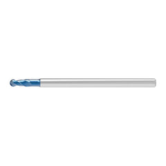 Ball End Mill: 0.50 mm Dia, 1.50 mm LOC, 2 Flute, Solid Carbide