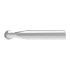 Ball End Mill: 0.80 mm Dia, 2.00 mm LOC, 2 Flute, Solid Carbide