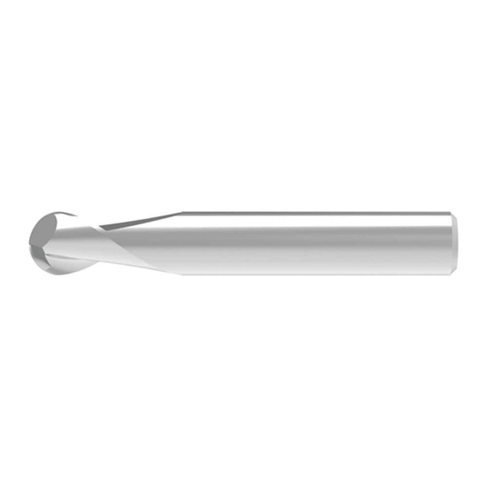 Ball End Mill: 0.10 mm Dia, 0.20 mm LOC, 2 Flute, Solid Carbide