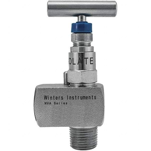 Value Collection - 1/2" Pipe, Angled Hard Seat Needle Valve - MNPT x FNPT Ends, Grade 316 Stainless Steel Valve, 10,000 Max psi - Eagle Tool & Supply