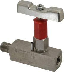 Value Collection - 1/4" Pipe, Inline Soft Seat Needle Valve - MNPT x FNPT Ends, Grade 316 Stainless Steel Valve, 6,000 Max psi - Eagle Tool & Supply