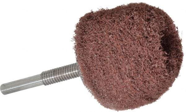 Superior Abrasives - 2" Diam x 2" Thick, Mounted Polishing Wheel - Medium Grade, 1/4" Shank Diam - Eagle Tool & Supply