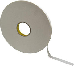 3M - 3/4" x 72 Yd Rubber Adhesive Double Sided Tape - 1/32" Thick, White, Polyethylene Foam Liner, Continuous Roll, Series 4462W - Eagle Tool & Supply
