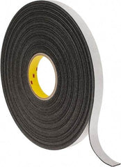 3M - 3/4" x 36 Yd Rubber Adhesive Double Sided Tape - 1/16" Thick, Black, Polyethylene Foam Liner, Continuous Roll, Series 4466B - Eagle Tool & Supply
