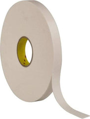 3M - 1" x 36 Yd Rubber Adhesive Double Sided Tape - 1/16" Thick, White, Polyethylene Foam Liner, Continuous Roll, Series 4466W - Eagle Tool & Supply