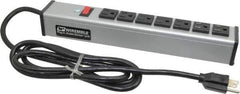 Wiremold - 7 Outlets, 120 Volts, 15 Amps, 6' Cord, Power Outlet Strip - Free Hanging Mount, 5-15 NEMA Configuration, 13" Strip, cULus Listed - Eagle Tool & Supply
