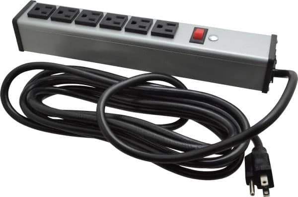 Wiremold - 6 Outlets, 120 Volts, 15 Amps, 15' Cord, Power Outlet Strip - Free Hanging Mount, 5-15 NEMA Configuration, 12-1/4" Strip, cULus Listed - Eagle Tool & Supply