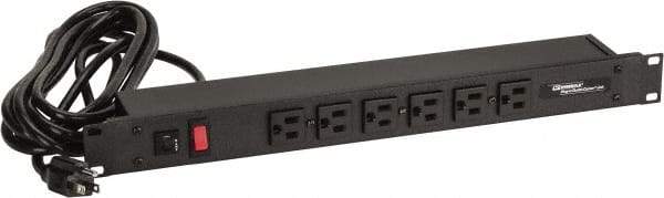 Wiremold - 6 Outlets, 120 Volts, 15 Amps, 15' Cord, Power Outlet Strip - Rack Mount, 6 Front NEMA Configuration, cULus Recognized - Eagle Tool & Supply