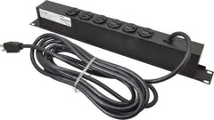 Wiremold - 6 Outlets, 120 Volts, 15 Amps, 15' Cord, Power Outlet Strip - Rack Mount, 6 Back NEMA Configuration, 19" Strip - Eagle Tool & Supply
