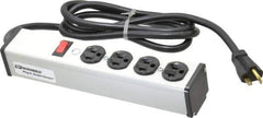 Wiremold - 4 Outlets, 120 Volts, 20 Amps, 6' Cord, Power Outlet Strip - Free Hanging Mount, 5-20 NEMA Configuration, 10-3/4" Strip, cULus Listed - Eagle Tool & Supply