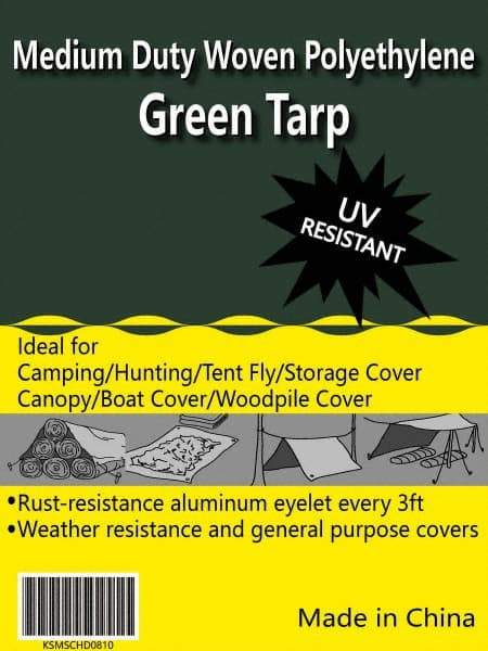Value Collection - 20' Long x 16' Wide Polyethylene Tarp & Dust Cover - Green, 9 to 10 mil Thickness - Eagle Tool & Supply