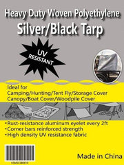 Value Collection - 60' Long x 40' Wide Polyethylene Tarp & Dust Cover - Black & Silver, Grommet, 11 to 12 mil Thickness - Eagle Tool & Supply