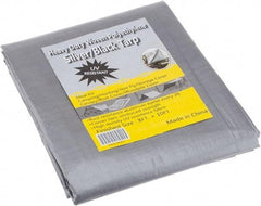Value Collection - 10' Long x 8' Wide Polyethylene Tarp & Dust Cover - Black & Silver, Grommet, 11 to 12 mil Thickness - Eagle Tool & Supply