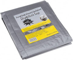 Value Collection - 12' Long x 10' Wide Polyethylene Tarp & Dust Cover - Black & Silver, Grommet, 11 to 12 mil Thickness - Eagle Tool & Supply