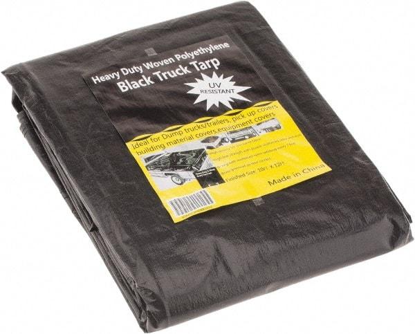 Value Collection - 12' Long x 10' Wide Polyethylene Tarp & Dust Cover - Black, Grommet, 11 to 12 mil Thickness - Eagle Tool & Supply