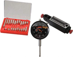 Value Collection - 0.001" Graduation, 0-100 Dial Reading, Indicator & Base Kit - 4" Base Length x 1" Base Width x 1" Base Height - Eagle Tool & Supply
