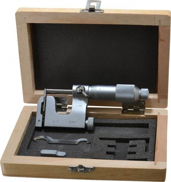 Value Collection - 0 to 1 Inch Range, Carbide Face, Satin Chrome Coated, Mechanical Multi Anvil Micrometer - Friction Thimble, 0.001 Inch Graduation, 0.0001 Inch Accuracy - Eagle Tool & Supply