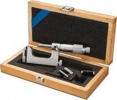Value Collection - 1 to 2 Inch Range, Carbide Face, Satin Chrome Coated, Mechanical Multi Anvil Micrometer - Friction Thimble, 0.001 Inch Graduation, 0.0001 Inch Accuracy - Eagle Tool & Supply
