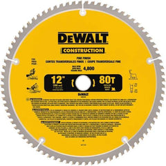 DeWALT - 12" Diam, 1" Arbor Hole Diam, 80 Tooth Wet & Dry Cut Saw Blade - Carbide-Tipped, General Purpose Action, Standard Round Arbor - Eagle Tool & Supply