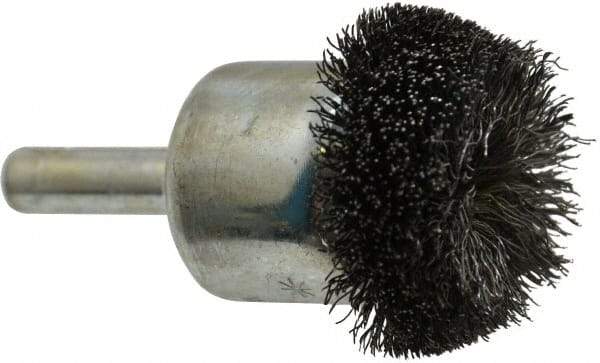Anderson - 1-1/4" Brush Diam, Crimped, Flared End Brush - 1/4" Diam Shank, 20,000 Max RPM - Eagle Tool & Supply