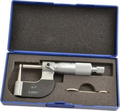 Value Collection - 1 Inch Measurement Range, 0.0001 Inch Graduation, Barrel Anvil, Ratchet Stop Thimble, Mechanical Tube Micrometer - Accurate Up to 0.0001 Inch, Accurate Up to 0.0001 Inch, Enamel Finish, Carbide - Eagle Tool & Supply