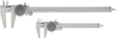 Value Collection - 0 to 6 and 12" Outside Diameter Dial Caliper Set - 0.001" Graduation, 0.1 Range per Revolution, Stainless Steel, Black Face - Eagle Tool & Supply