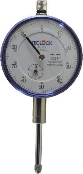 Teclock - 0.001" Graduation, 0-100 Dial Reading, Indicator & Base Kit - 0.34" Base Height, 2" Base Diam - Eagle Tool & Supply