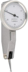 Value Collection - 0.03 Inch Range, 0.0005 Inch Dial Graduation, Horizontal Dial Test Indicator - 1.26 Inch White Dial, 0-15-0 Dial Reading - Eagle Tool & Supply
