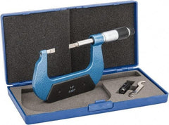 Value Collection - 1" to 2" Mechanical Enamel Coated Blade Micrometer - 0.001" Graduation, 0.0276" Blade Thickness, Ratchet-Friction Thimble - Eagle Tool & Supply