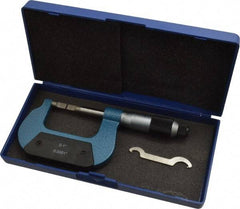 Value Collection - 0" to 1" Mechanical Enamel Coated Blade Micrometer - 0.0001" Graduation, 0.0276" Blade Thickness, Ratchet-Friction Thimble - Eagle Tool & Supply