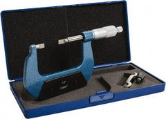 Value Collection - 1" to 2" Mechanical Enamel Coated Blade Micrometer - 0.0001" Graduation, 0.0276" Blade Thickness, Ratchet-Friction Thimble - Eagle Tool & Supply