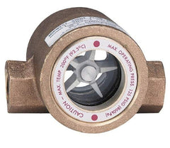 Dwyer - 1/4 Inch, Bronze Body Sight Flow Indicator - 125 Max psi, 3-1/16 Inch Overall Length, 200°F - Eagle Tool & Supply