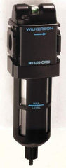 Wilkerson - 1/2" Port Coalescing Filter - Polycarbonate Bowl, Automatic Drain, 150 Max psi, 0.01 Micron Rating, 9-1/4" Long x 2.9" Wide x 9-1/4" High - Eagle Tool & Supply