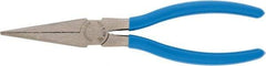 Channellock - 7-1/2" OAL, 1-21/32" Jaw Length x 3/4" Jaw Width, Long Nose Pliers - Crosshatch Jaw, Standard Head, Plastic Dipped Handles - Eagle Tool & Supply