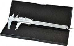 Value Collection - 0 to 6" Carbon Steel Vernier Caliper - 0.02mm Graduation, 1.5748" Jaw Depth, 0.0012" Accuracy, Includes Depth, Inside Diameter, Outside Diameter, Step - Eagle Tool & Supply