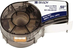 Brady - 1/2" Wide, White Vinyl Labels - For BMP21 Plus Portable Label Printer, LABPAL Handheld Label Maker, IDPAL Handheld Label Maker - Eagle Tool & Supply