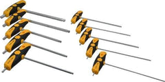 Wiha - 10 Piece T-Handle Ball End Hex Key Set - Hex Range 5/32 to 3/8", Chrome Vanadium Molybdenum - Eagle Tool & Supply