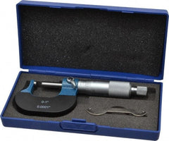 Value Collection - 1 Inch Measurement Range, 0.0001 Inch Graduation, Spherical Anvil, Ratchet Stop Thimble, Mechanical Anvil, Tube Micrometer - Accurate Up to 0.0001 Inch, Accurate Up to 0.0001 Inch, Enamel Finish, Carbide - Eagle Tool & Supply
