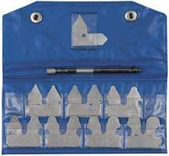 Value Collection - 15 Piece, 1/32 to 1/4 Inch Radius, Steel Radius Gage Set - Satin Chrome Coated - Eagle Tool & Supply